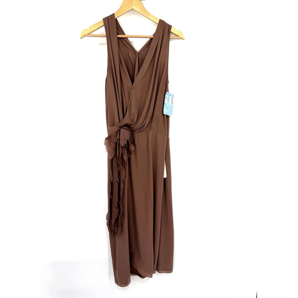 NWT ANNA MOLINARI Rare Dusty Pink Silk Chiffon Dress  Womens Sz US 10 MSRP $1125